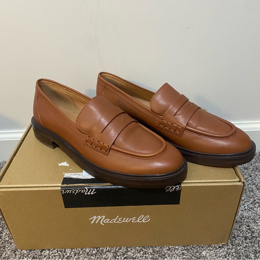 Madewell Chunky Leather Loafers Dried Maple Size 9